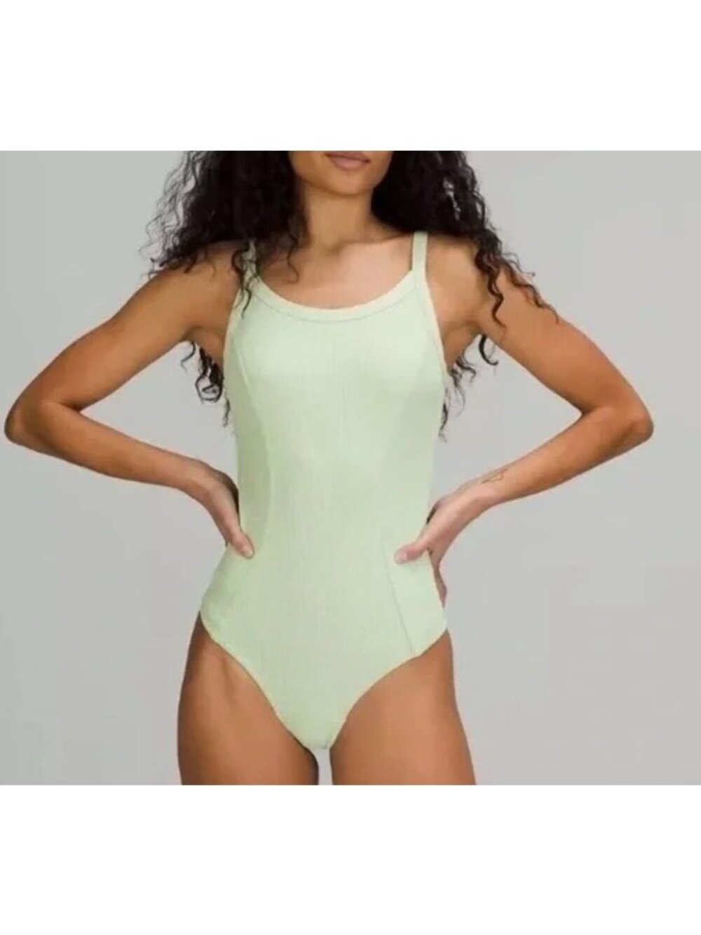 Lululemon Ribbed Yoga Bodysuit 10 Creamy Mint Athleisure EUC